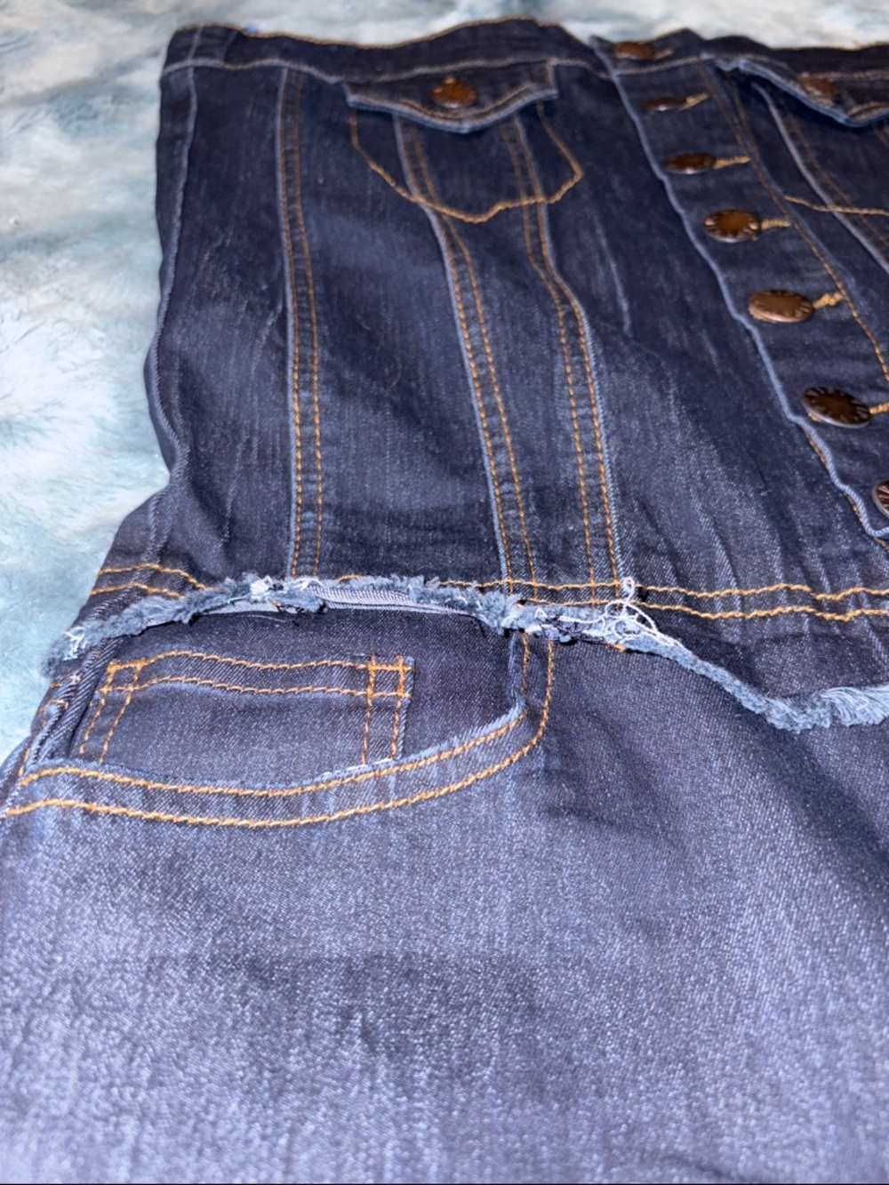 VIP Dark Blue Strapless Denim Jumpsuit - Picture 5 of 7